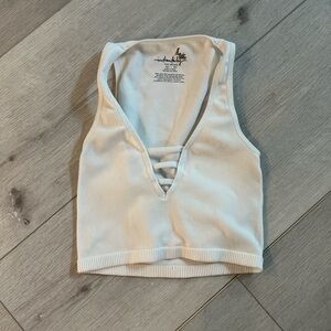 Free People Intimately White Ribbed Crop Top